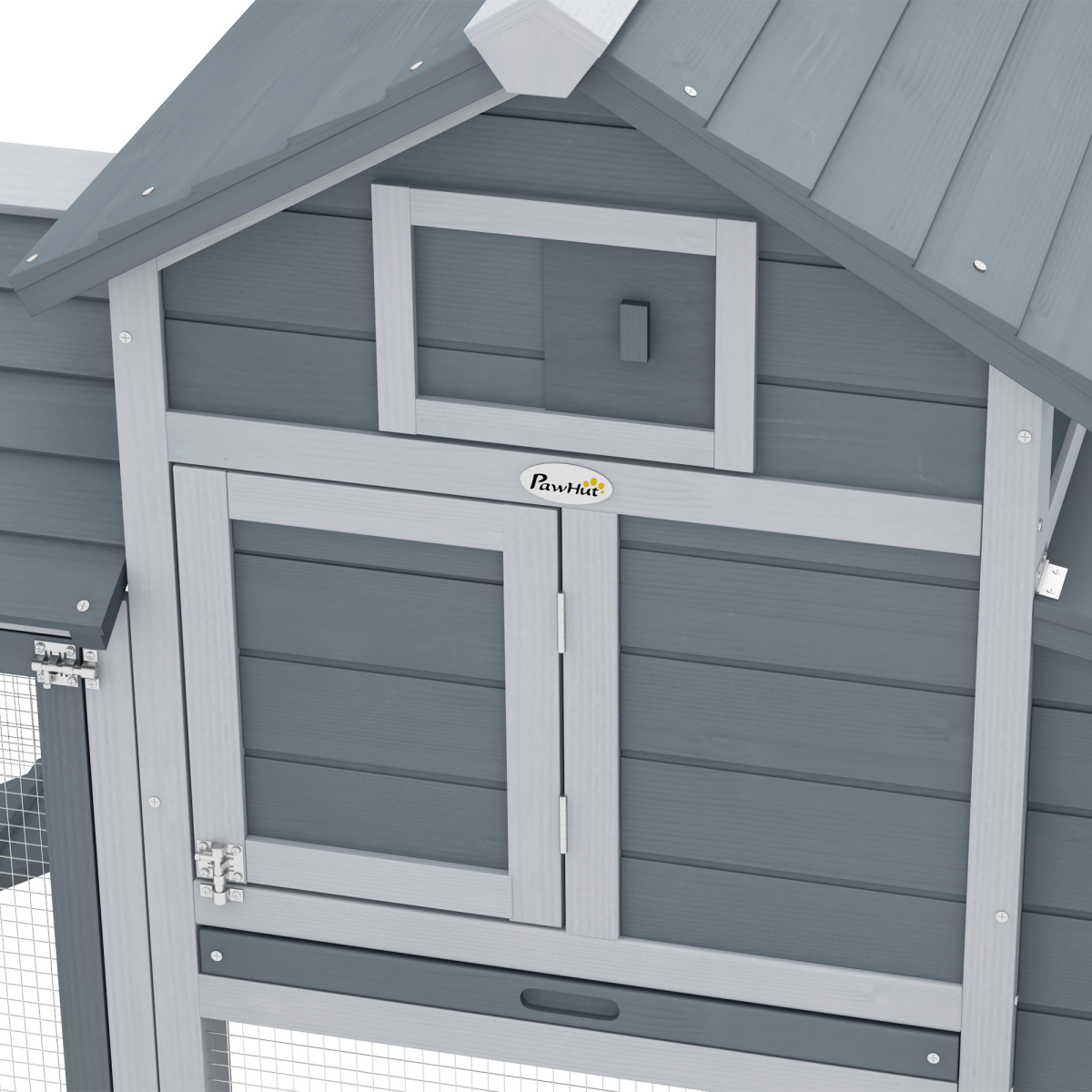 Small Chicken Coop with Cage and Nesting Box - Grey