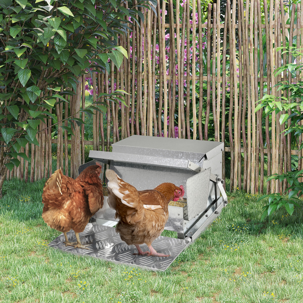 Galvanised Automatic Poultry Feeder demo